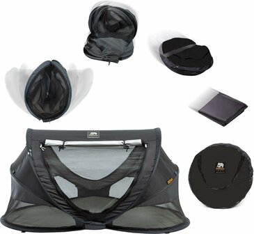 Deryan Peuter Luxe travelcot black incl 3D welcool matras