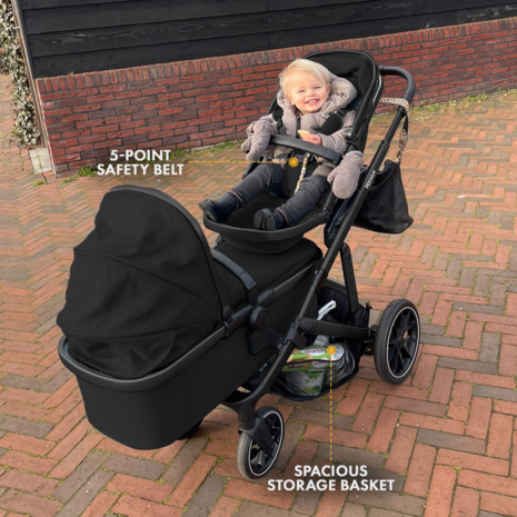 Deryan Evy kinderwagen met reiswieg en zitje black